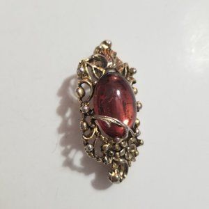 Gold and Amber-Colored Gothic-Victorian "Style" Brooch